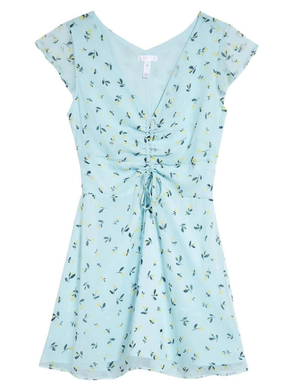 Leith Cap Sleeve Mini Dress Blue Glow Nina Floral NWT Size XXS